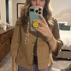 Draper James Camel Color Cropped Coat w big gold buttons